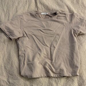 Perfectwhitetee Taupe Textured Tee